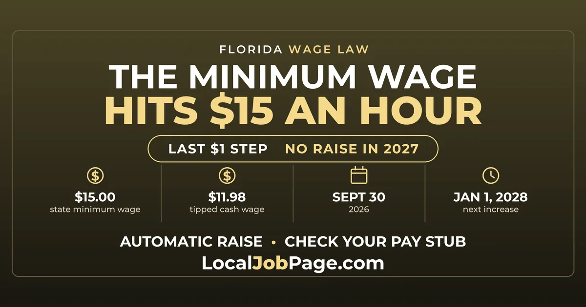 Florida Minimum Wage Hits $15 on September 30, 2026