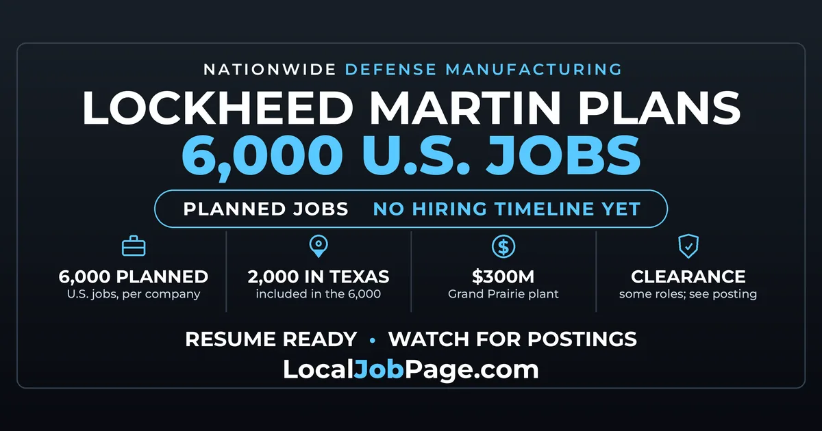 Lockheed Martin Plans 6,000 U.S. Jobs: Where They Are and How to Get Ready