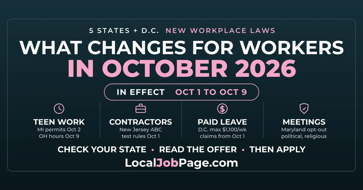 New Workplace Laws in October 2026: What Changes for Workers